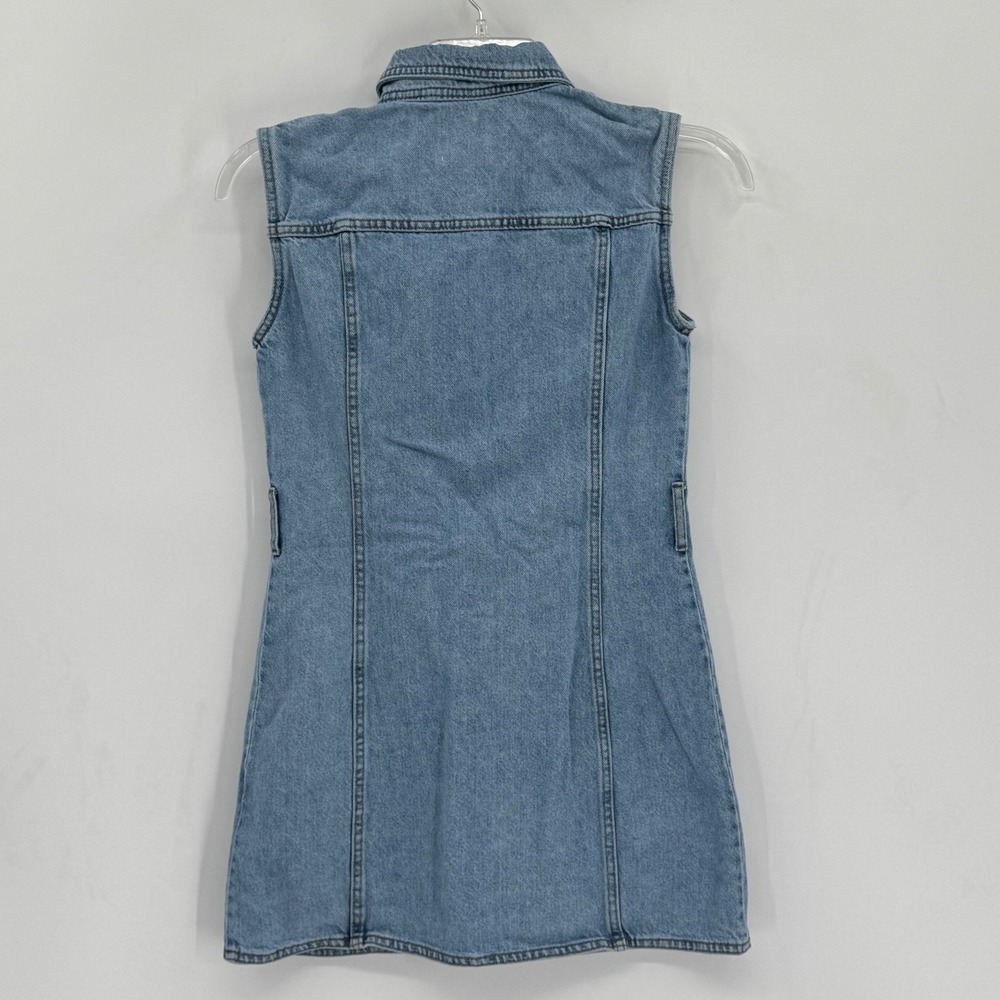 ZARA Doro Denim Dress Women Size S Light Wash Blue Sleeveless Button NO BELT - Picture 6 of 7